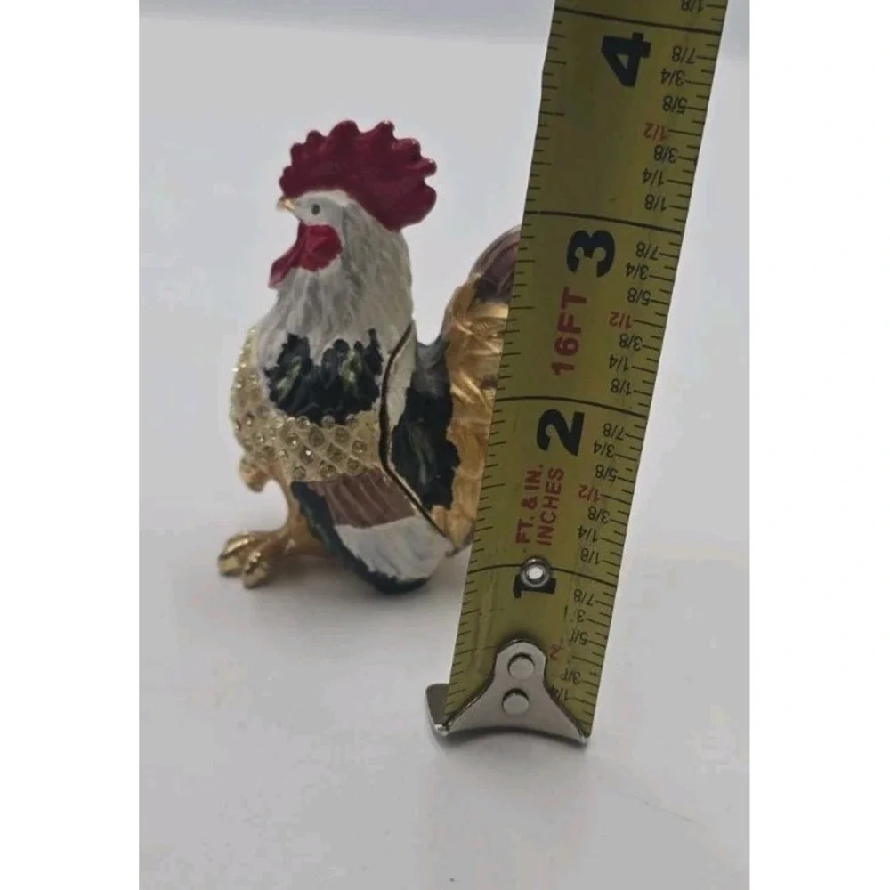 Leonardo Collection Jeweled Rooster Trinket Box Rhinestone Figurine Vintage